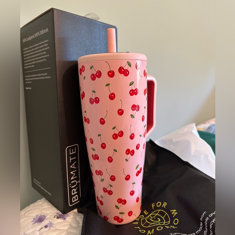 Brumate Cherry Collection x Krista Horton 40oz Era Handled Tumbler in Cherry